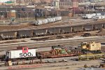 Milwaukee Road in the middle of the Soo crane and caboose